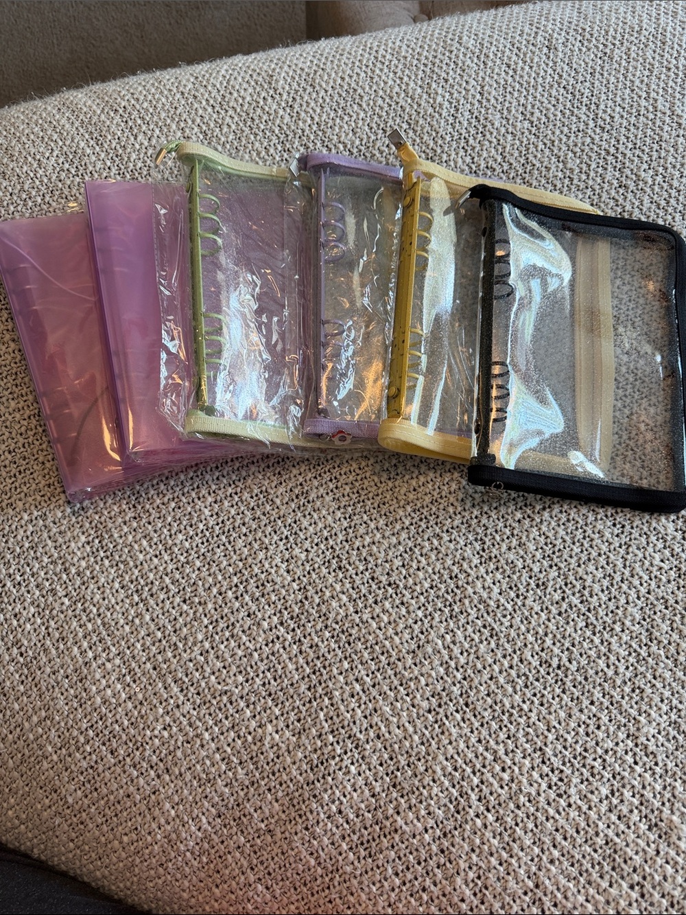Clear PVC split ring binders - Assorted Colored Trim (Set) sizes 7x9 & 7x10